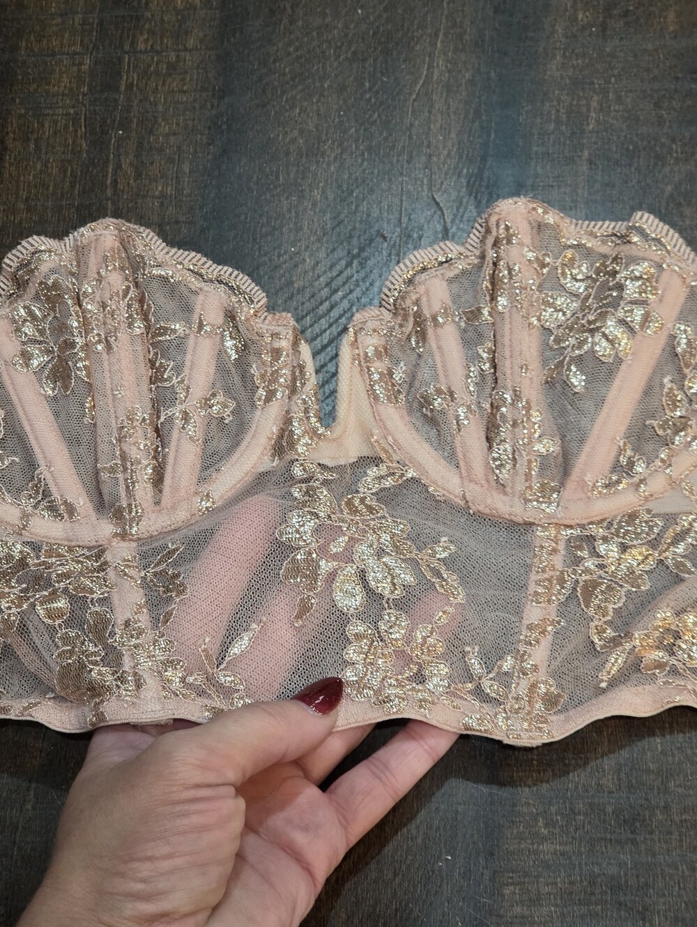 Victoria's Secret Pink & Gold Jacquard Strapless Corset - Picture 5 of 9